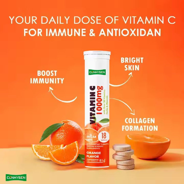 OEM ODM Vitamin C Effervescent Tablets 1000mg Over 20 Vitamins Herbs Minerals Immune Support