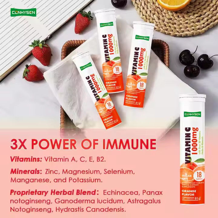 OEM ODM Vitamin C Effervescent Tablets 1000mg Over 20 Vitamins Herbs Minerals Immune Support
