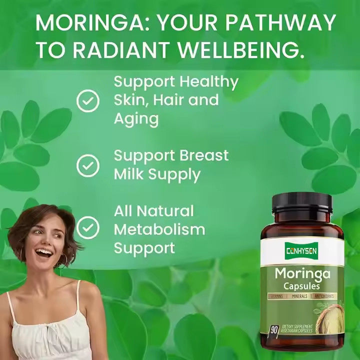 Custom Flavor Pure Organic Moringa Capsules for Immune System & Energy Booster