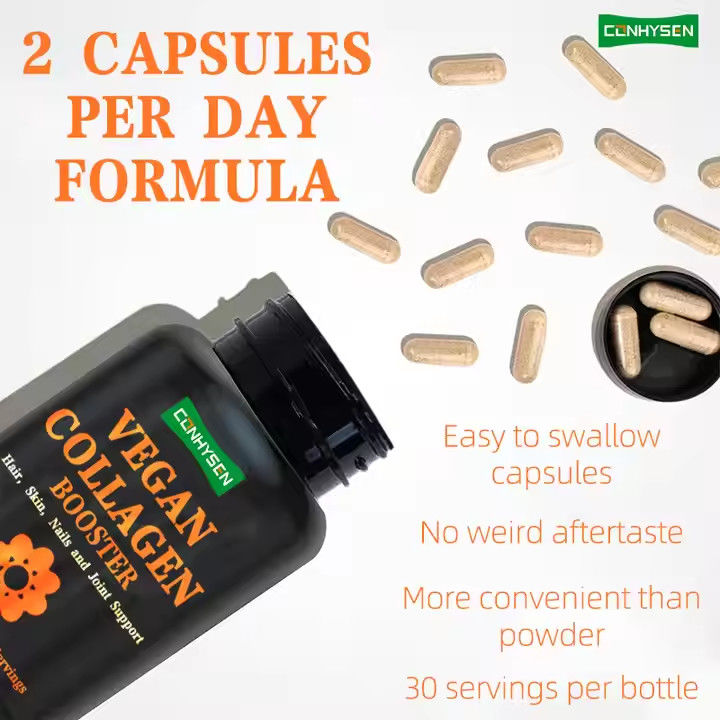 Plant Based Collagen Supplement Capsules for Smooth Skin Hair Growth Nails Support