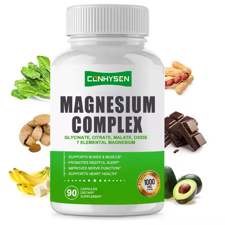 Magnesium Complex Capsules Citrate Oxide Glycinate Malate Supplement for Supports Bones Muscle