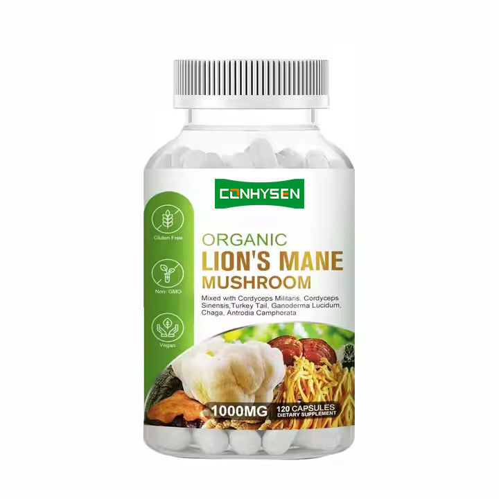 OEM Organic Lion's Mane Capsules with Turkey Tail Supplement Support Memory Brain Health