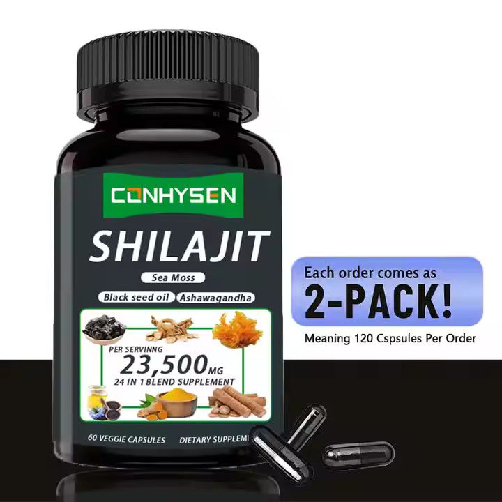 OEM Himalayan Shilajit Capsules Fulvic Acid Minerals Sea Moss Acid Natural Blend Improves Energy