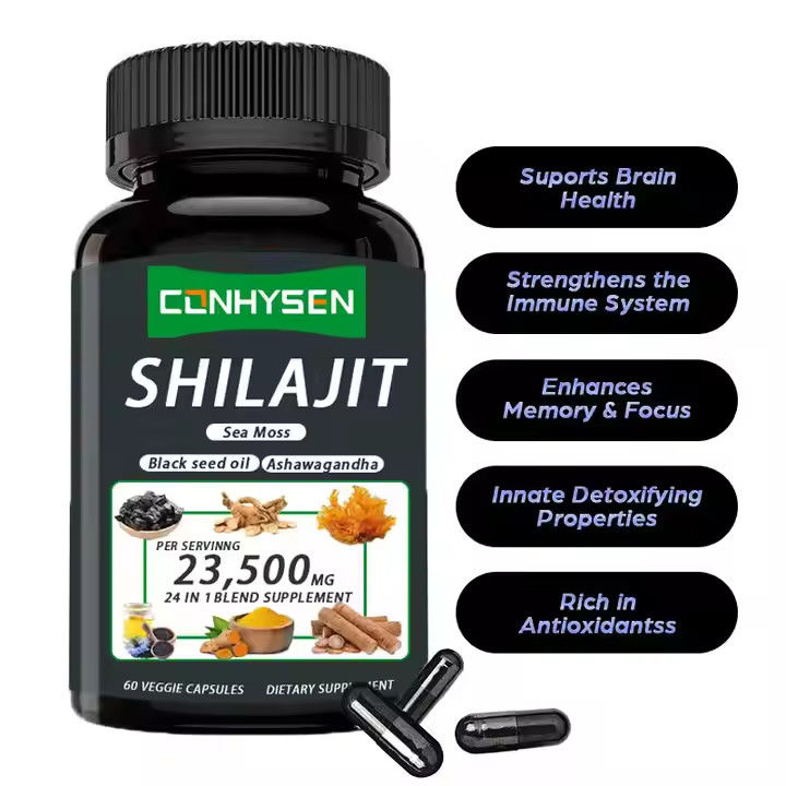 OEM Himalayan Shilajit Capsules Fulvic Acid Minerals Sea Moss Acid Natural Blend Improves Energy