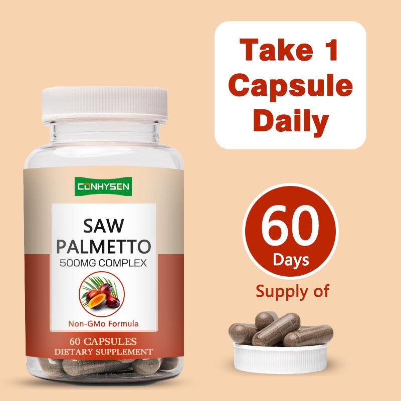 Non GMO Saw Palmetto Capsules 500mg Complex Support Hormonal Balance Hair Health