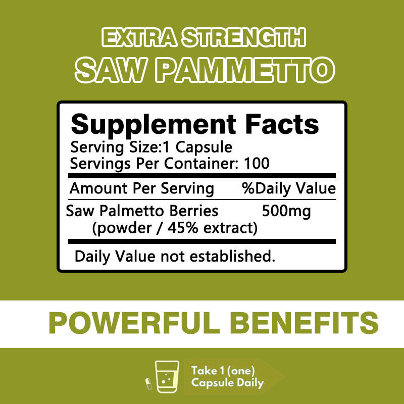 Supplement Manufacturer Saw Palmetto Capsules Extra Strength For Reduces Hair Loss Supports Growth