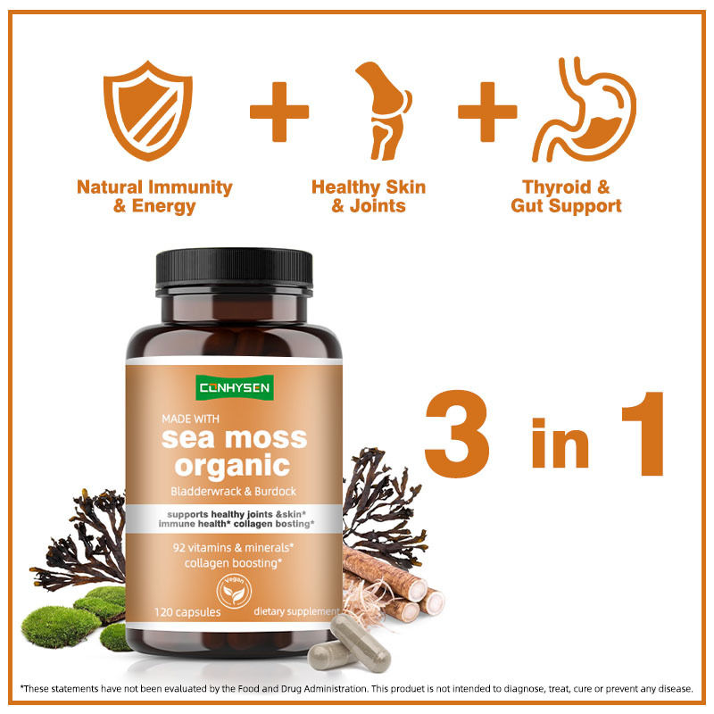 Organic Sea Moss Capsules With Bladderwrack Burdock Supports Healthy Joints And Skin