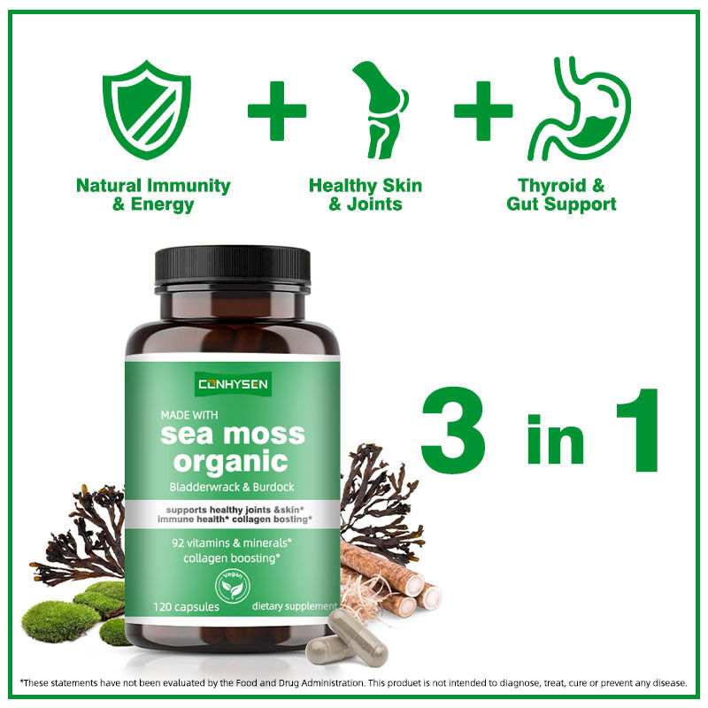 Custom Label Sea Moss Capsules 92 Vitamins Minerals Helps Support Healthy Aging Skin and Joints