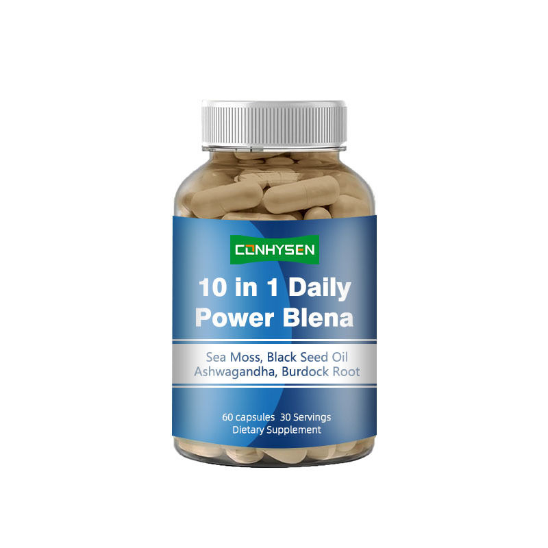 Custom Label 10-In-1 Blend Promotes Immune System Sea Moss Capsules Ashwagandha Supplement
