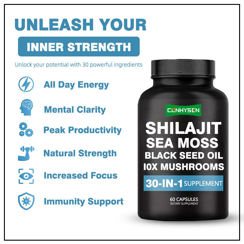 Shilajit Capsules With Sea Moss Black Seed Oil Dietary Supplement For Immunity Support