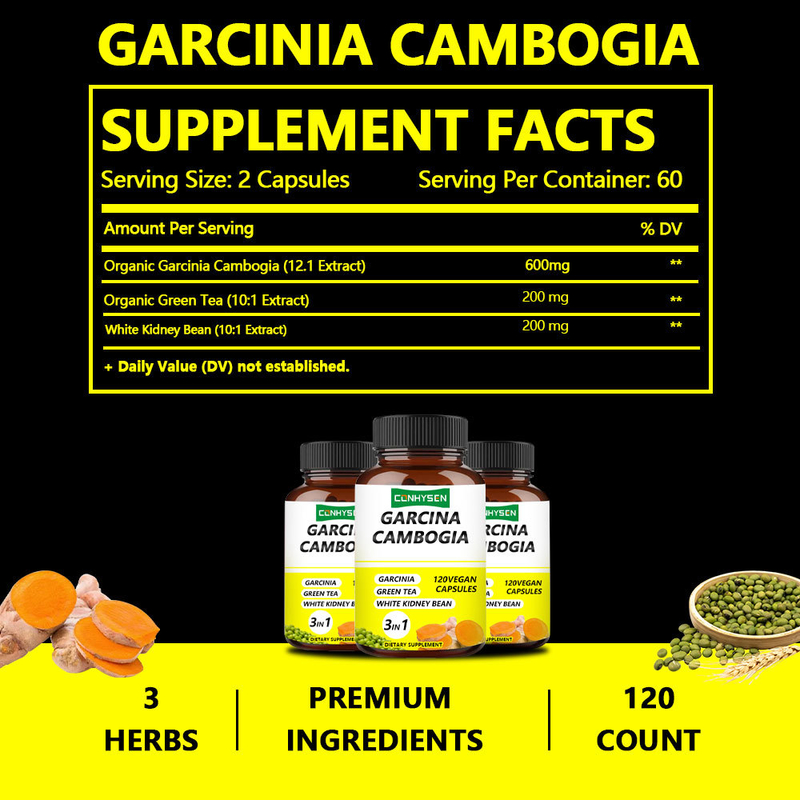 Factory Supply Garcinia Cambogia Capsules 3-In-1 Premium Ingredients Increase Energy Production