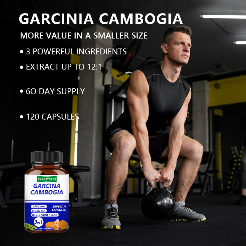 Private Labels Garcinia Cambogia Capsules 3-In-1 Supplement Supports Body Balance with Green Tea