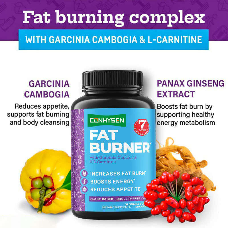 Private Label Fat Burners With Garcinia Cambogia and L-Carnitine Capsules Support Metabolism Booster Energy Capsules