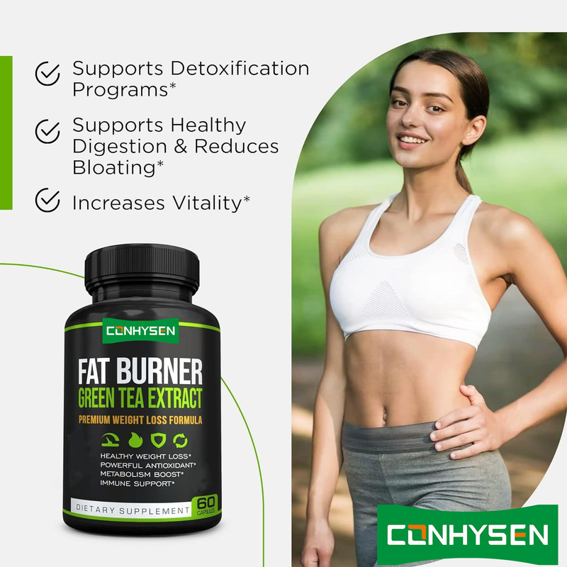 Private Label Premium Green Tea Extract Fat Burner Supplement With EGCG- Natural Healthy Weight Loss Diet Capsules