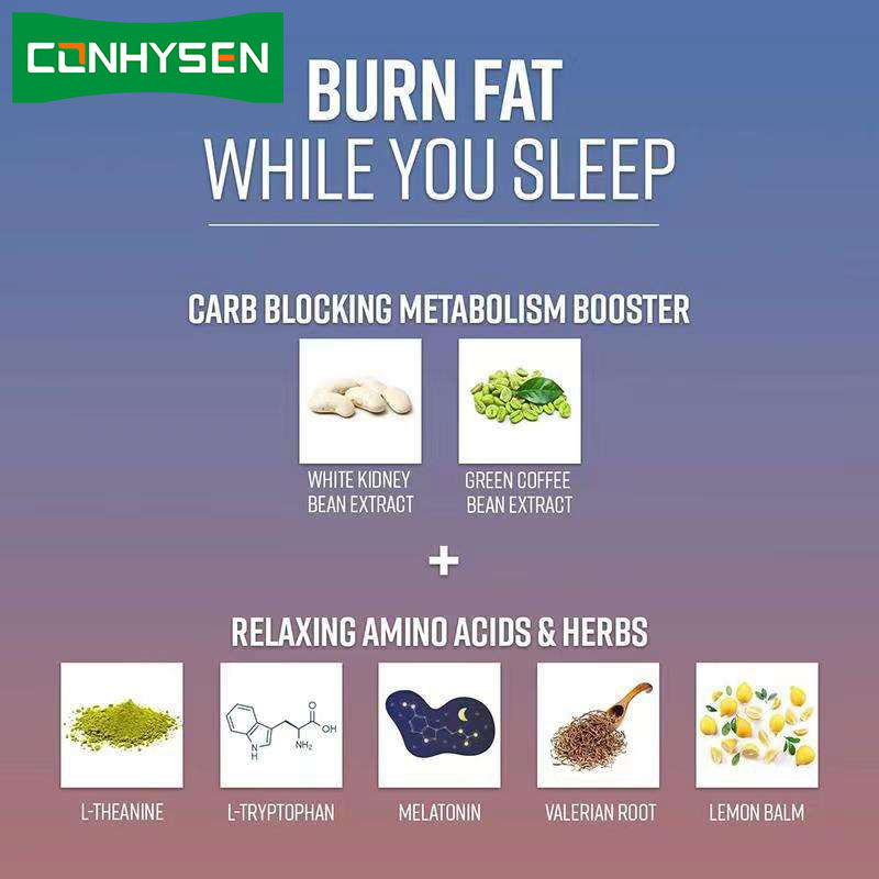 OEM Night Time Fat Burner Carb Blocker Metabolism Booster Appetite Suppressant for Men and Women Night Time Fat Burner Capsule