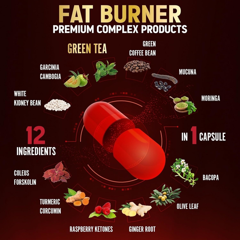 Extra Strength 12-in-1 Fat Burner for Women Vegan Capsules with Green TeaGarcinia Cambogia White Kidney Bean Metabolism Digestion Support