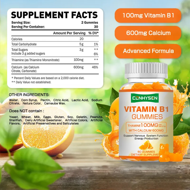 Private Label Vitamin B1 Gummies Boosts Energy Promote Heart Health Maintain Health Natural Supply