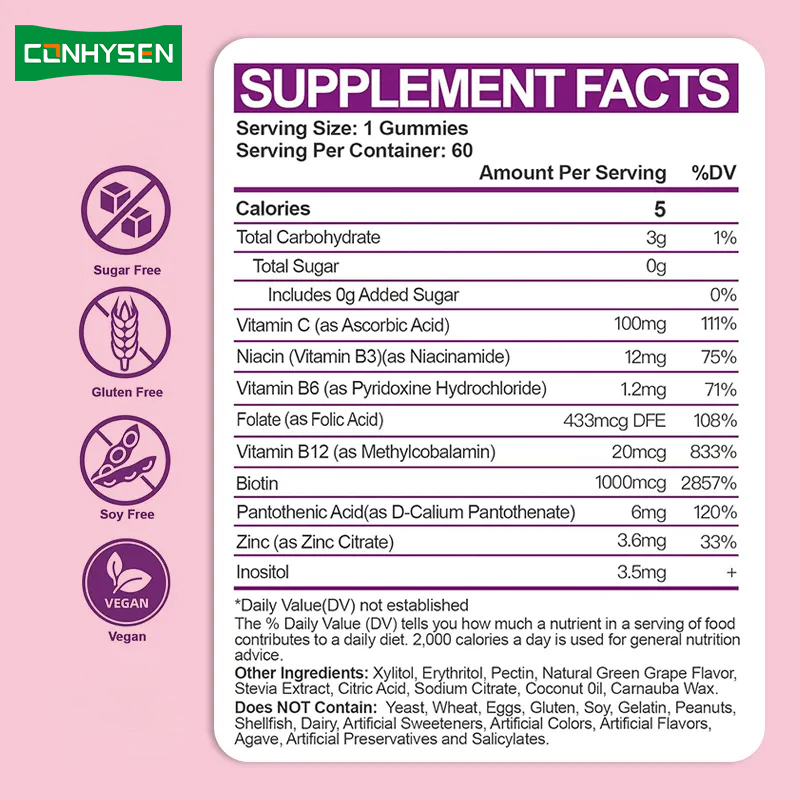 Vitamin B Complex Gummies for Immunity Booster Vitamin C Folate Dietary Supplement Vitamin B