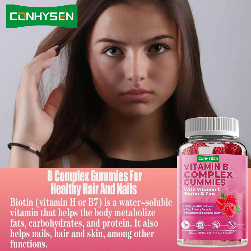 Vitamin B Complex Gummies with Vitamin B6 Natural Formula Support Healthy Immune System