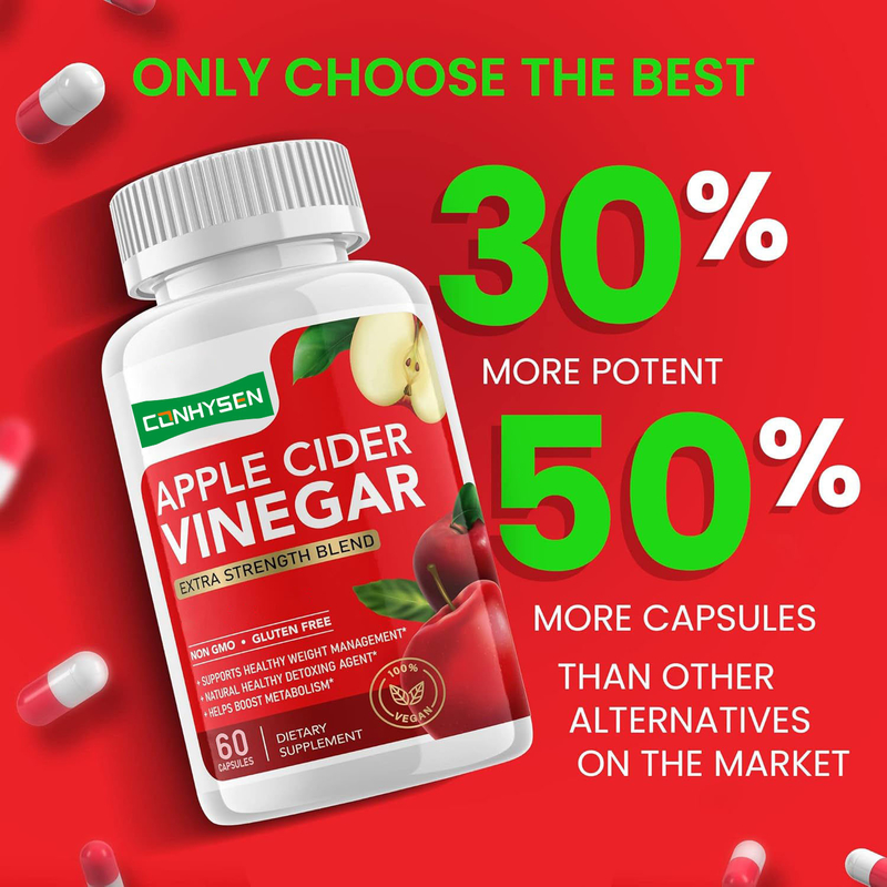 Biochealth OEM Private Label Apple Cider Vinegar Capsules with Mother Organic ACV Pills Slimming Detox Cleanse Supplement