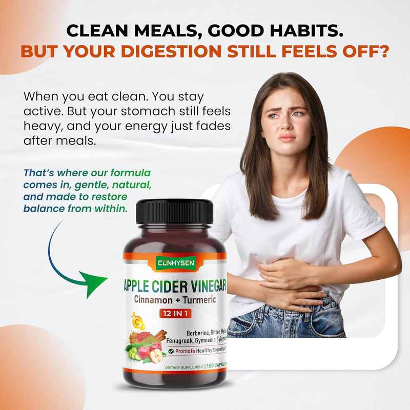 Apple Cider Vinegar Capsule Formula Supports Energy Digestion Detoxification and Cleansing - ACV