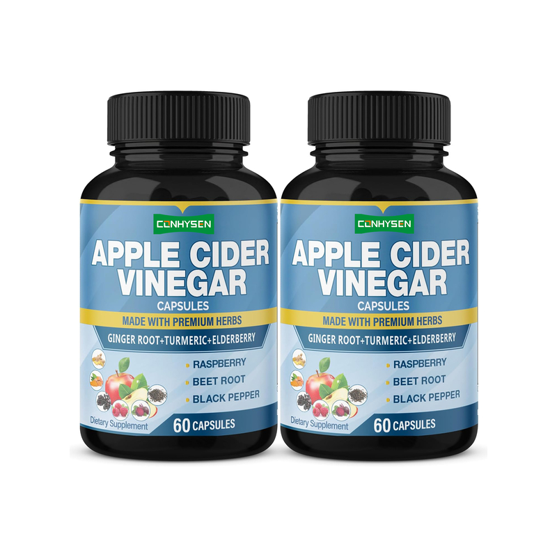 OEM ODM Apple Cider Vinegar Capsules Made with Premium Herbs Ginger Root Turmeric Elderberry Support Heart & Digestion Health