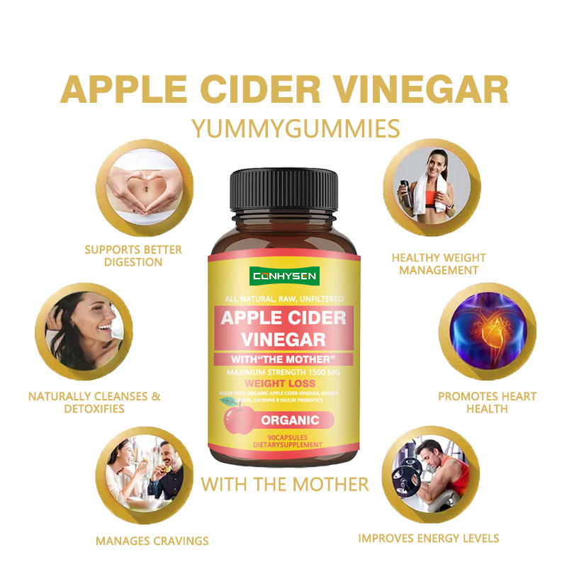 Lower MOQ Apple Cider Vinegar Capsules with The Mother Maximum Strength 1500mg Weight Loss Capsule