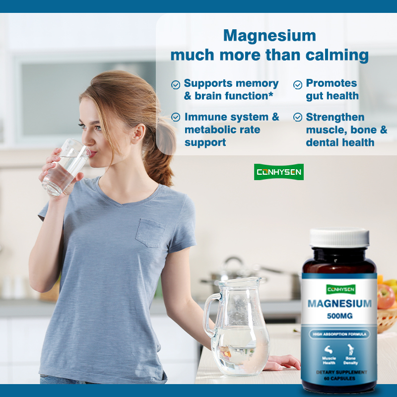 Custom Branded Magnesium Capsules 500mg Supports Memory & Brain Function Non GMO