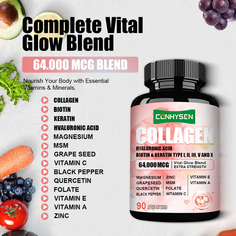 Lower MOQ Collagen Capsules Boosts Hair and Mails Strength with Hyaluronic Acids Extra Strength