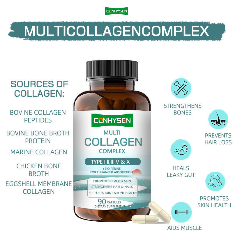 Factory Supply Multi Collagen Complex Capsules Dietary Supplement for Strengthens Hair & Nails