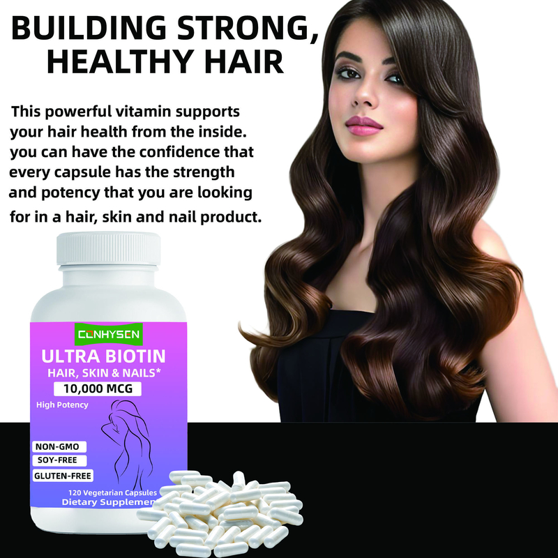 Custom Branded Ultra Biotin Capsules Non GMO Promotes Hair Skin & Nails Beauty Supplement