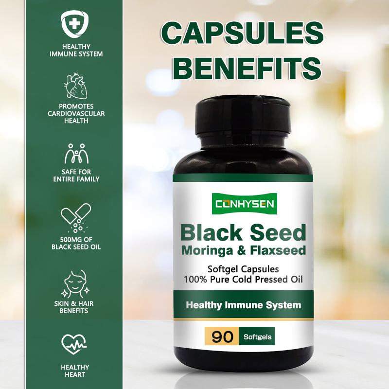 Black Seed Oil Softgels 1000mg for Hair Skin Health 24 Months Shelf Life