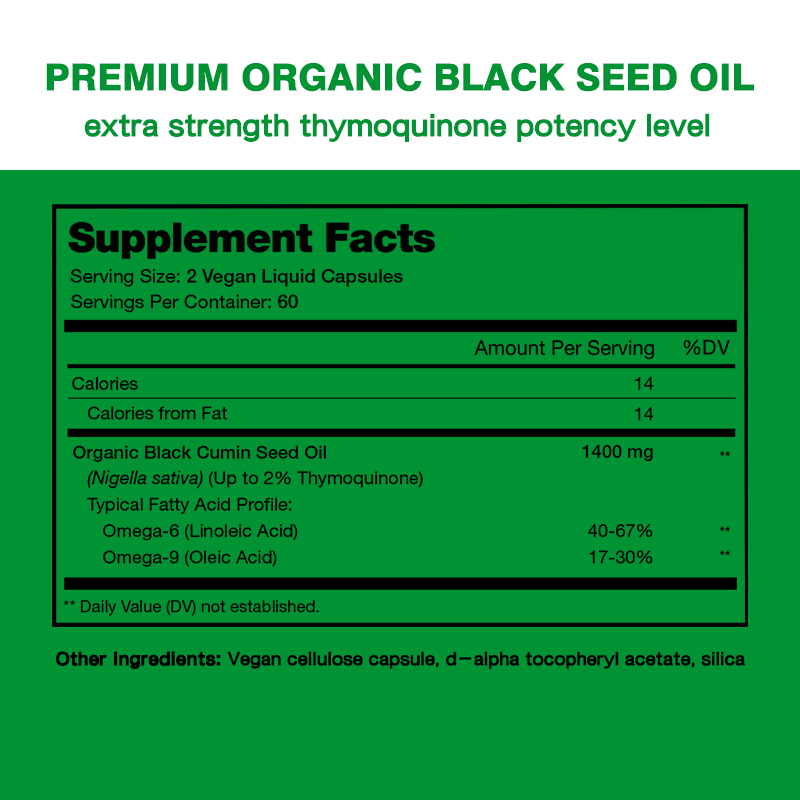 Organic Black Seed Oil Capsules 1000mg for Joint Health 24 Months Shelf Life