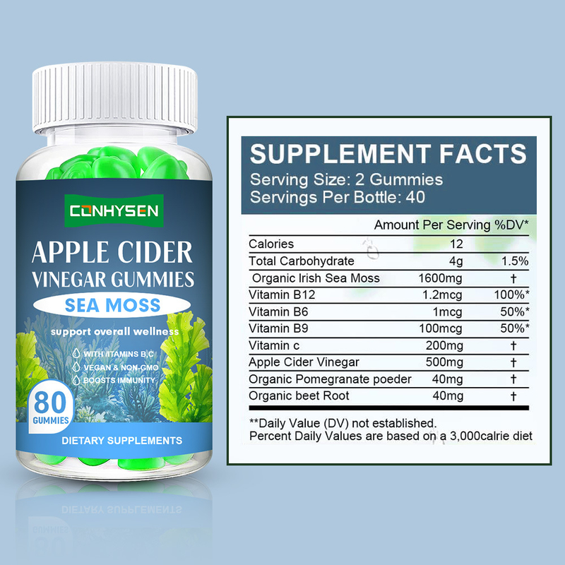 Sea Moss Gummies with Vitamin B C Factory Wholesales Support Energy Replenishment