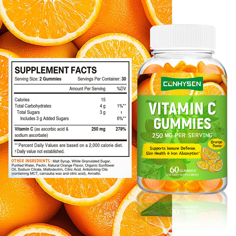 Vitamin C Gummies Natural Orange Flavor Factory Wholesales Heart Energy Support