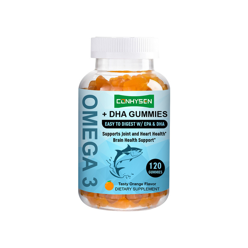 Orange Flavor Omega 3 Gummies Factory Supply Promote Brain and Eye Health