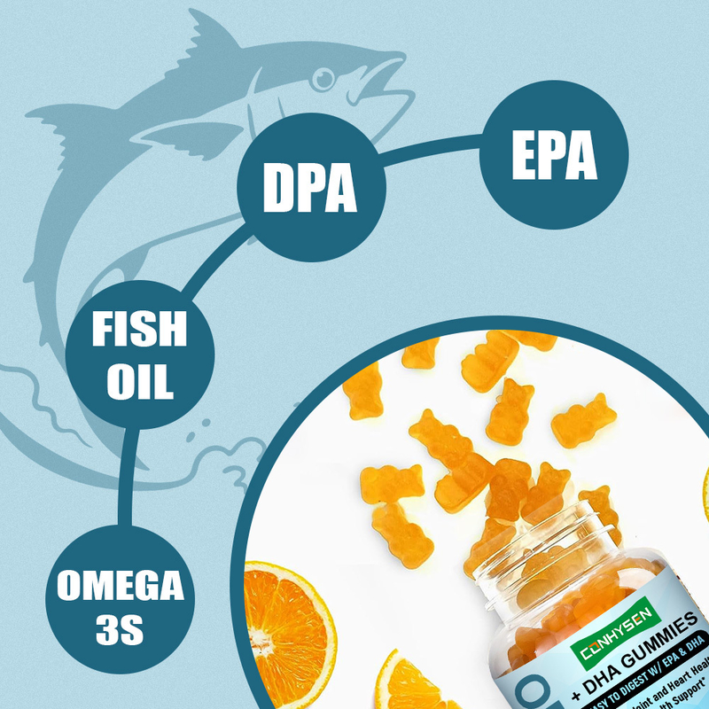Orange Flavor Omega 3 Gummies Factory Supply Promote Brain and Eye Health