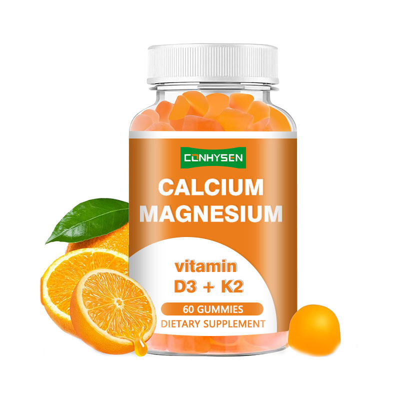 OEM Organic Fruity Flavored Chewable Gummies Sugar-Free Vegan Calcium Iron Zinc Selenium Vitamin D3 K2 for Adults Men Women