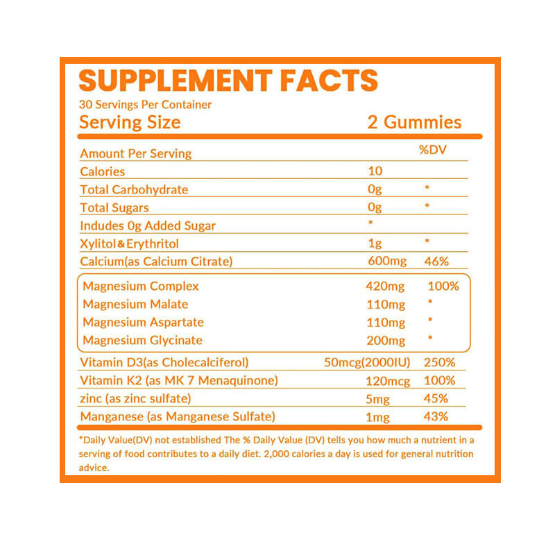 OEM Organic Fruity Flavored Chewable Gummies Sugar-Free Vegan Calcium Iron Zinc Selenium Vitamin D3 K2 for Adults Men Women