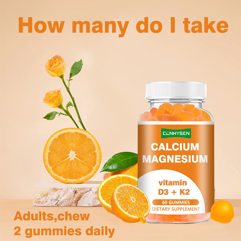 OEM Organic Fruity Flavored Chewable Gummies Sugar-Free Vegan Calcium Iron Zinc Selenium Vitamin D3 K2 for Adults Men Women