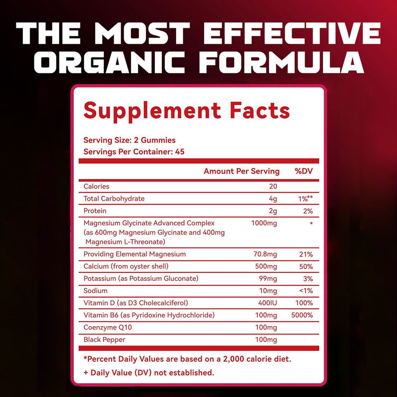 Hot Sell Private Label Vegan Vitamin D Dietary Supplement Lmprove Sleep Quality Magnesium Glycinate Gummies