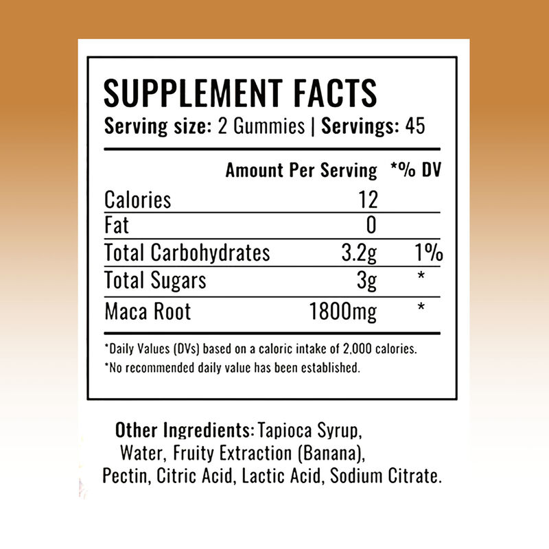 Private Label Maca Root Gummies High Quality Men Energy Enhance Supplement 1800mg Maca Extract Gummies for Women & Men