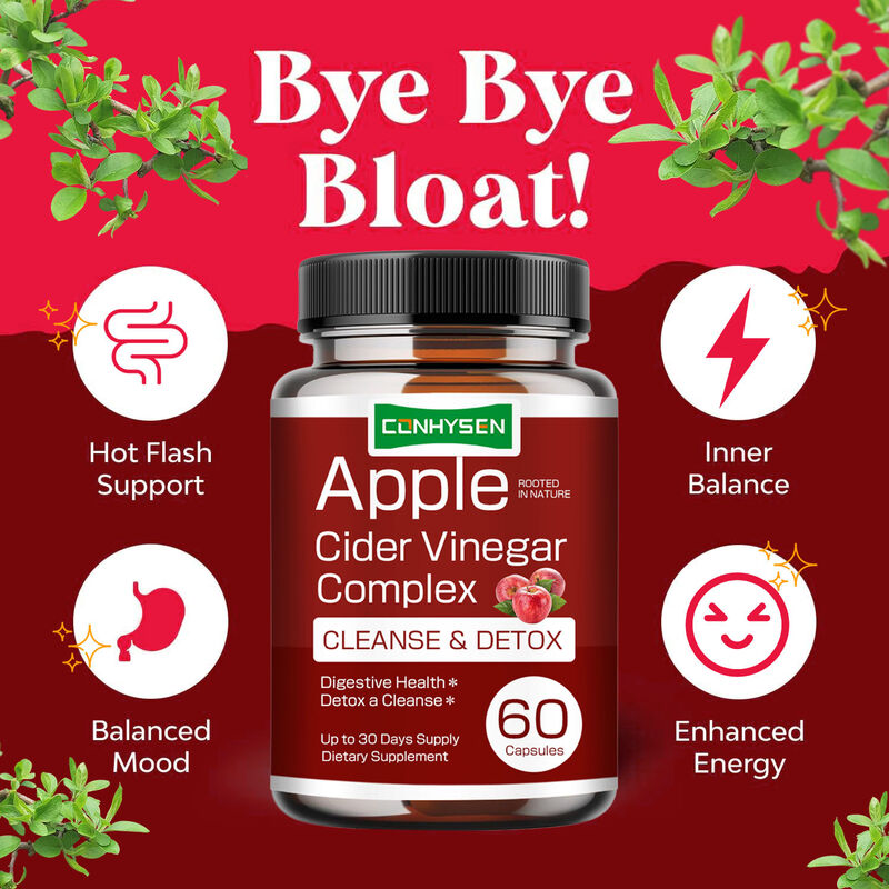 OEM High Quality Weight Management Vegan Apple Cider Vinegar Complex Capsules Fat Burner Promote Digestion