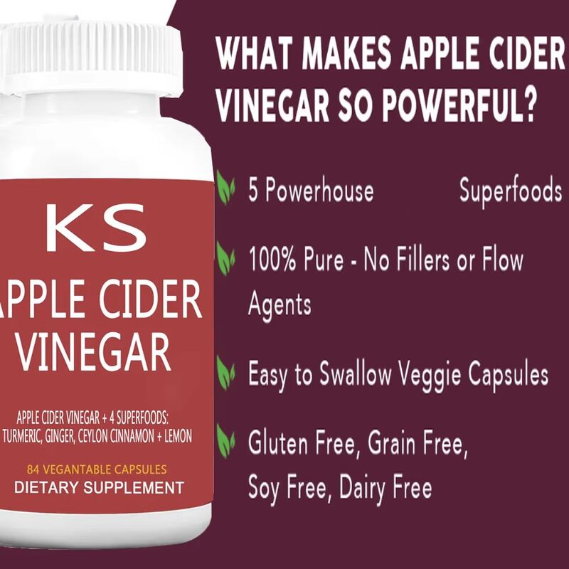 Hot Selling Apple Cider Vinegar Capsules Support Weight Management Boost Metabolism Slimming Apple Cider Dietary Fiber