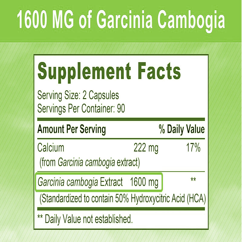 High Quality Dietary Supplement Pure Garcinia Cambogia Capsules Promotes Energy and Endurance Natural Supplements