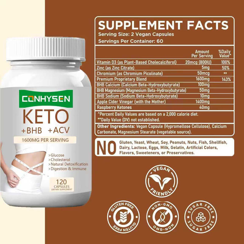 Private Label Keto+ACV+BHB Capsules with BHB & Apple Cider Vinegar for Weight Control Boost Energy Focus Fat Burner
