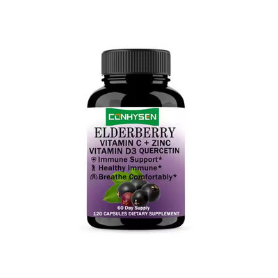 Elderberry Capsules with Vitamin C D3 Zinc Quercetin for Adults Immune Support