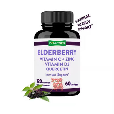 Elderberry Capsules with Vitamins C Quercetin Extract Support Immune Health