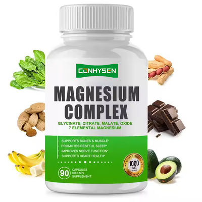 Magnesium Complex Capsules Citrate Oxide Glycinate Malate Supplement for Supports Bones Muscle