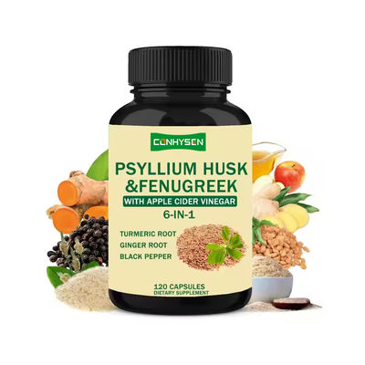 Psyllium Husk and Fenugreek Capsules with 6-In-1 Turmeric Herbal Supplement Capsules